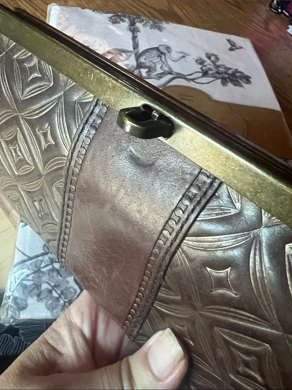 Fossil embossed leather